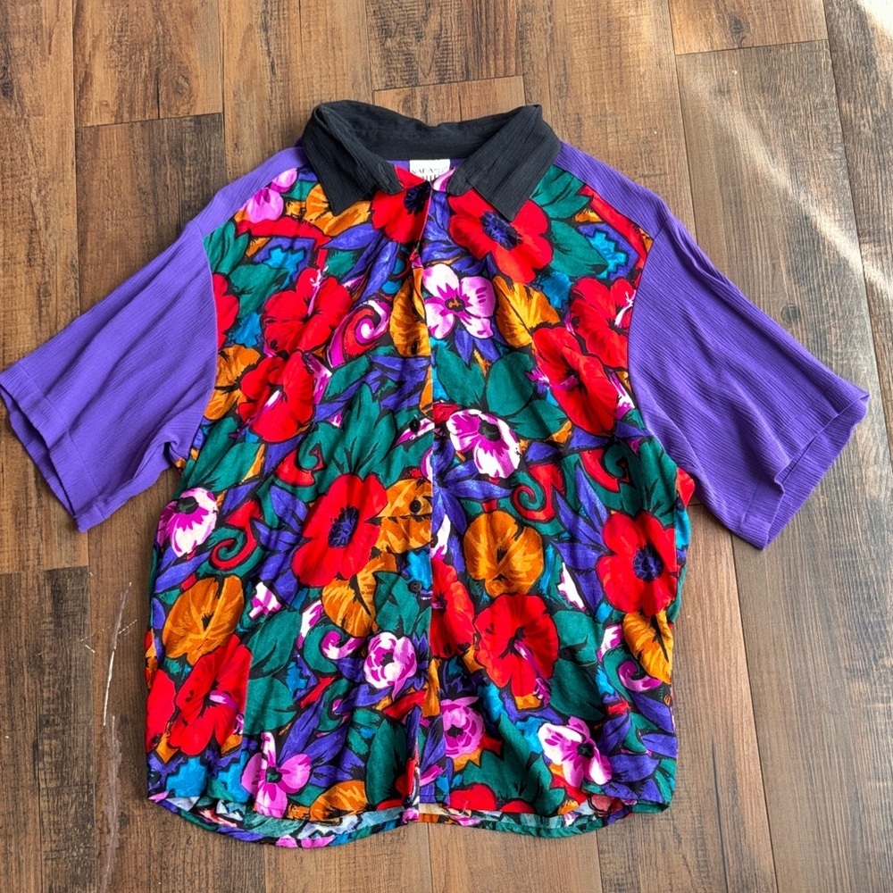 Vintage 1980s–1990s Napa Valley Floral Blouse